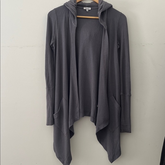 Splendid Sweaters - Splendid Charcoal Knit open cardigan Hoodie waffle with pockets sz XS oversized